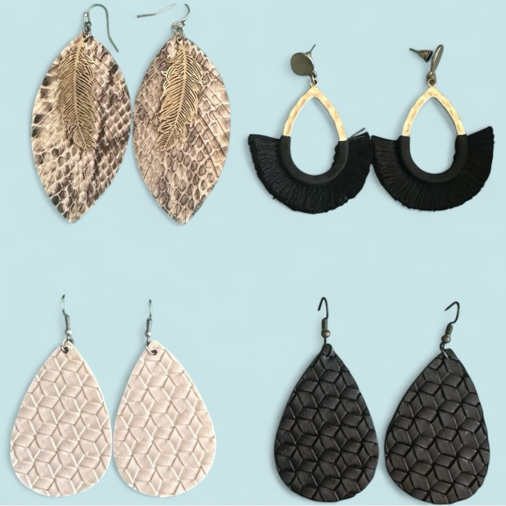 Set of Four Stylish Teardrop Earrings